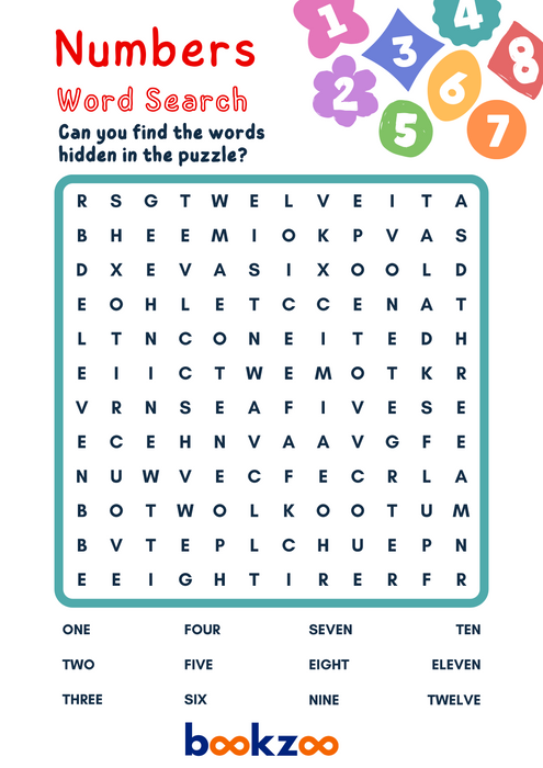 Word search - Numbers
