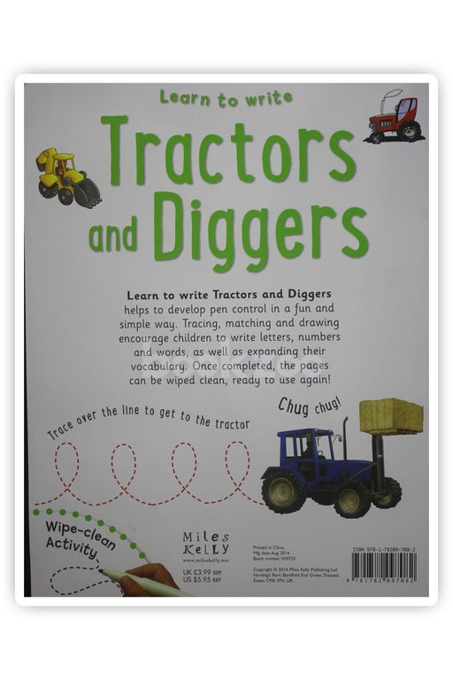 Learn To Write: Tractors And Diggers wipe anad clean activity